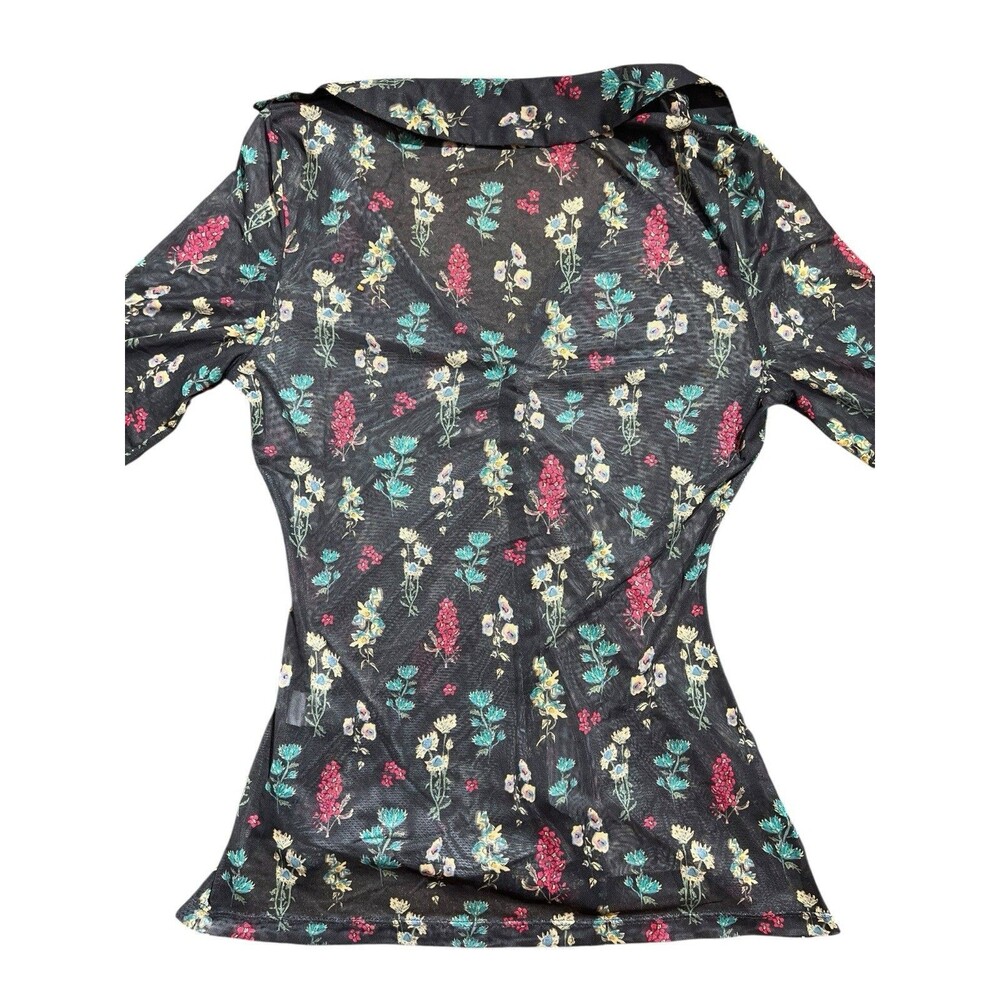 Natural Life Carina Floral Mesh Sheer Button Front Top Boho Womens Sz L - Picture 5 of 9
